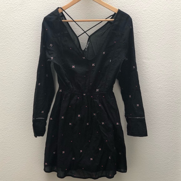 Cotton dress, black with design - Picture 2 of 2